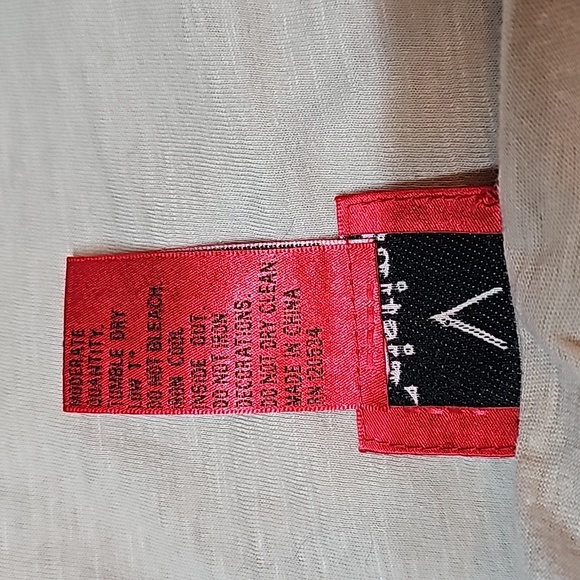 NWOT V CRISTINA LONG SLEEVE TAN RHINESTONE EMBELLISHED TEE - Picture 9 of 9